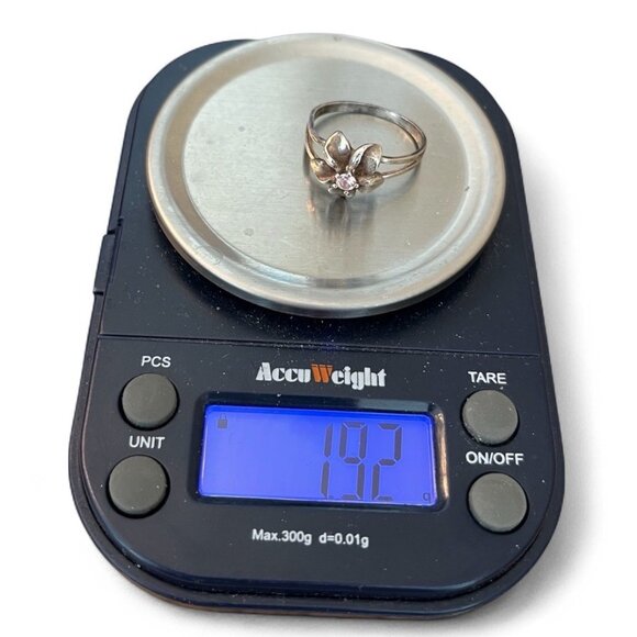 Size 6 Sterling Silver Hawaiian Plumeria Flower Ring Light Pink CZ 1.9 g Dainty - Picture 8 of 8